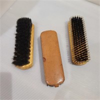 3 Vintage Shoe Shine Brushes Lot