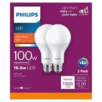 2 Pack Philips Basic A21 100W E26 2700K LED Light