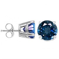 5MM Round Cut London Blue Topaz 1.2CTW Stud Earrin