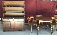 Pine Table And Chairs, And Hutch