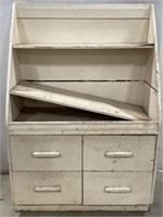 (AN) Painted Wood Cabinet w/ Drawers Item Damaged