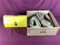 Box With Lifting Straps And Yellow Toolbox With