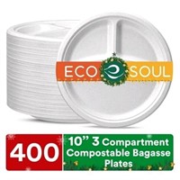 New ECO SOUL Pearl White 10 Inch [400-Pack] 3-Comp