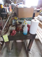 WOOD WORK TABLE WITH CONTENTS  - TOOLS AND MORE