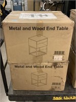 Pair NIB Metal & Wood End Tables