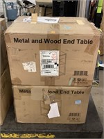 Pair NIB Metal & Wood End Tables