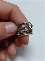 Marked Isreal Clear Stone Ring- 3.7g