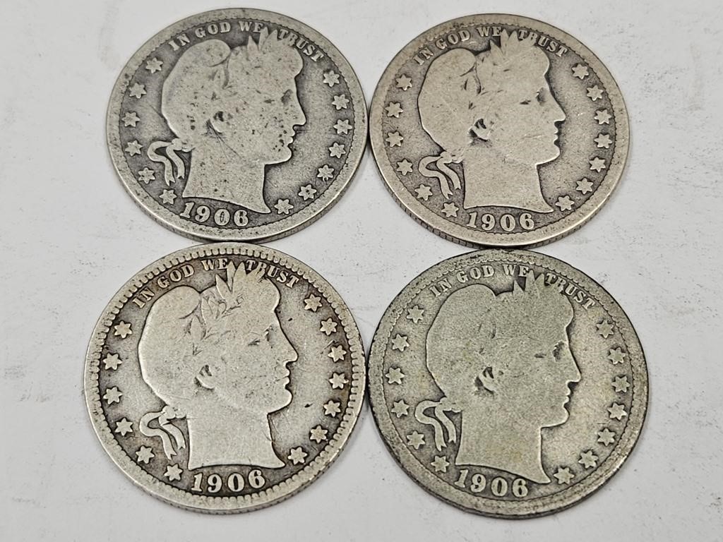 1906 Silver Barber Silver  4 Coins