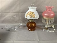 Oil lamp, Electric lamp Swan Console bowl