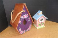 Ceramic Birdhouse & Wood Birdhouse