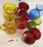 Hand blown crackle glass small pitchers