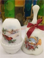 Hand-Painted Fenton Bell/music box  and fairy