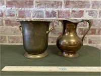 Brass Pitcher & Bucket / Vase