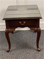 Mahogany Queen Anne style end table with drawer