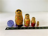 Blown Paper Weight and Nesting Dolls
