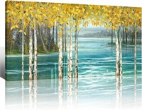 KLAKLA Birch Tree Wall Art - 60x30 Yellow.