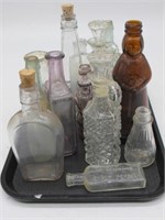 TRAY LOT OF BOTTLES 14PC TALLEST 9H
