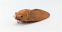 RARE Carved Bakelite Cicada W. Pearl Netsuke 3.25"