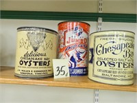 (2) Chesapeake Bay Oyster Tins & Jumbo Popcorn Tin