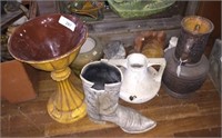 Pottery Pieces including Frog, Bear, Western