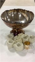 Silver plated punch bowl w/ 7 cups