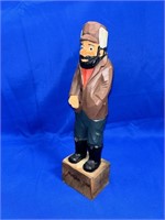 HAND-CARVED AND PAINTED WOODEN FIGURE (APPROX 13"