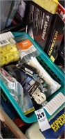 Crate of misc saws, electrical etc