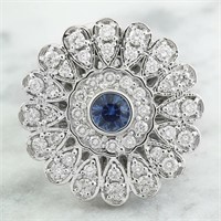 1.70 Ct Sapphire Diamond Ring 14 Kt