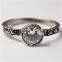 Silver CZ Marcasite Ring