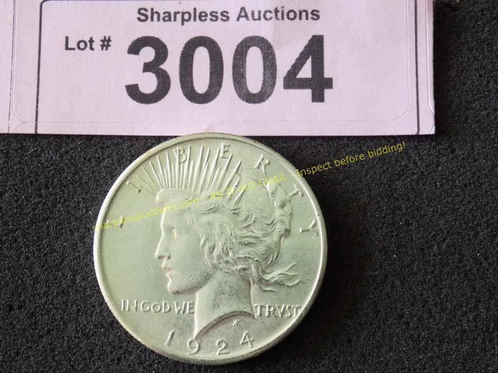 Uncirculated 1924 American silver Peace dollar