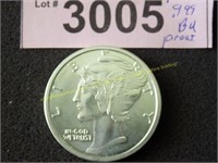 One ounce .999 pure silver round