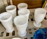 MILK GLASS GRAPE PATTERN GOBLETS - ONE HOBNAIL