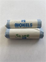 (2) 2 Dollar Rolls of Jefferson Nickels