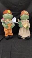 Mr & Ms Tall Stuffed Frogs Garden theme