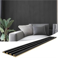Art3d 8-Pack 96x6in WPC Wall Panel  Black