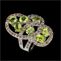 Natural Peridot & Sapphire Ring