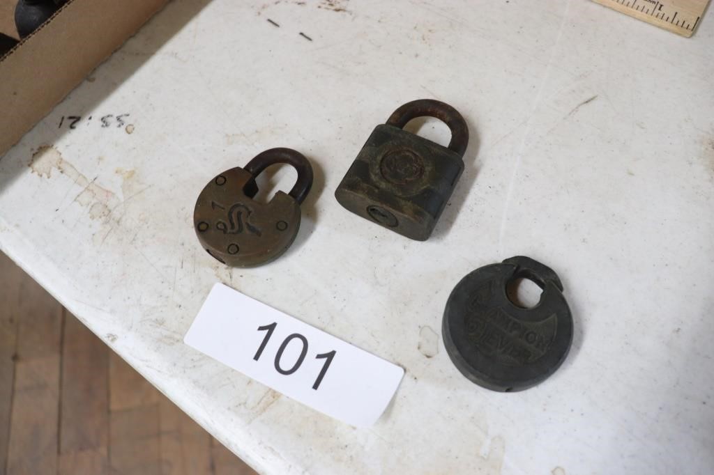 3 Antique Locks - NO Keys