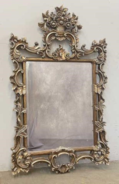 Ornate Gilt Framed Beveled Mirror