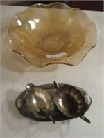 Glass bowl, creamer/sugar