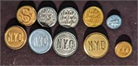 10 Vintage NYC New York Waterbury Uniform Buttons