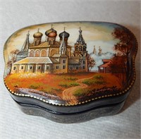 Fedoskino Russian Lacquered Trinket Jewelry Box