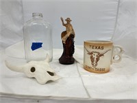 Bull Skull Glass Bottle Texas Coffee Cup