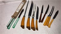 Case XX steak knives, bakelite handle carving set