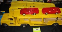 Buddy L Hertz Edition Car Carrier, with 2 Vettes
