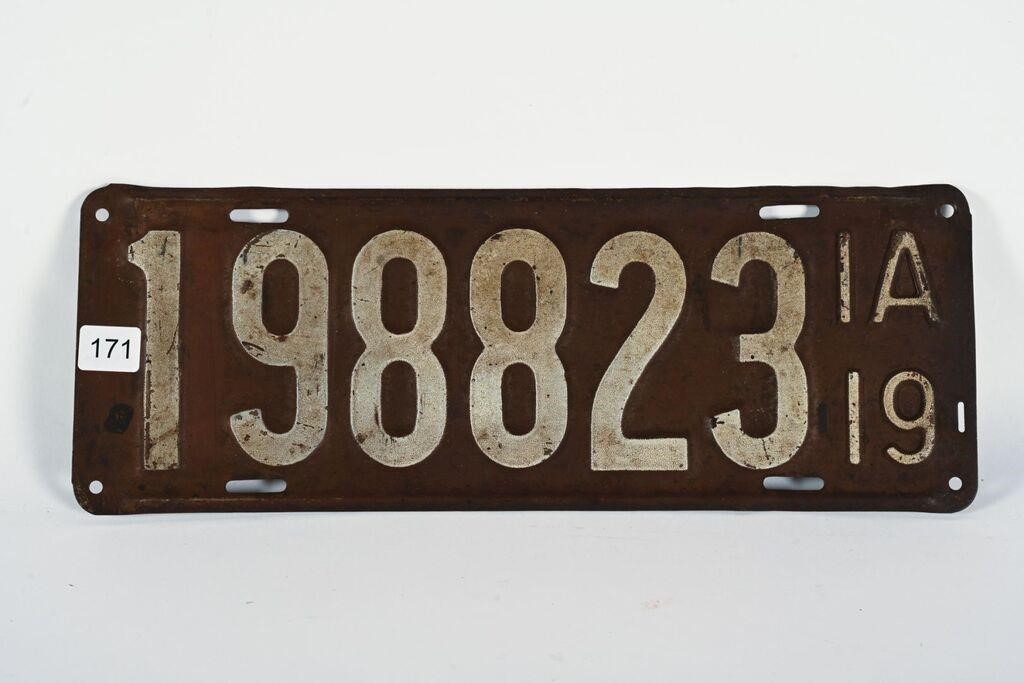 1919 IOWA LICENSE PLATE