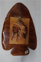 Native american Wood Arrowhead Clock 19"x13"