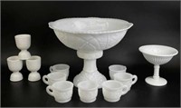 Selection of Milk Glass - Punch Bowl & More
