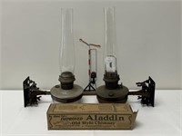 2 Aladdin Railroad Oil Lamps