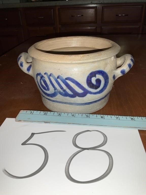 Antique blue painted pottery - Stoneware