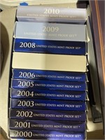 Mint proof sets 2000 to2010 11 sets